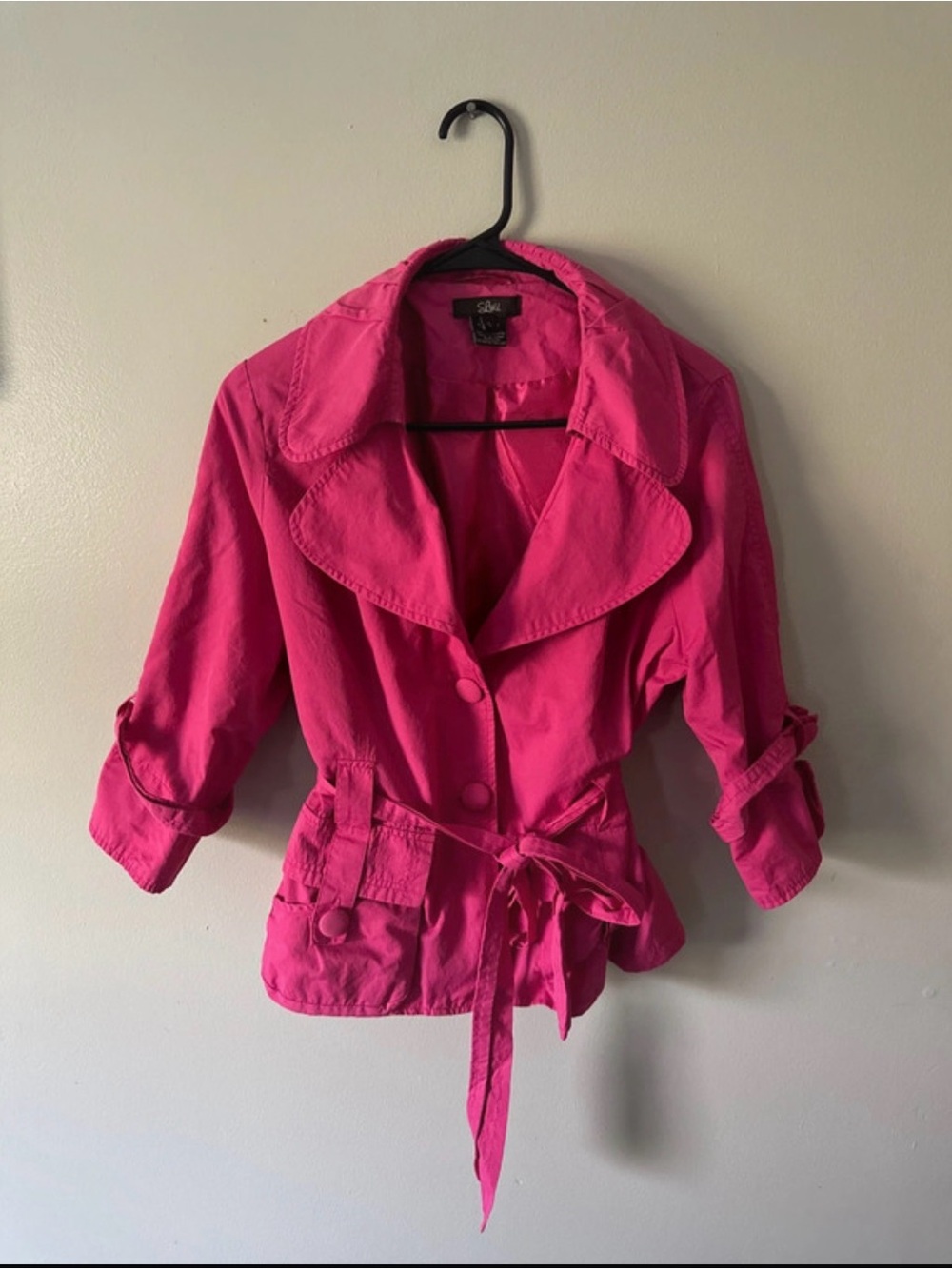 Luii Hot Pink Cropped Trench with Tie Waist